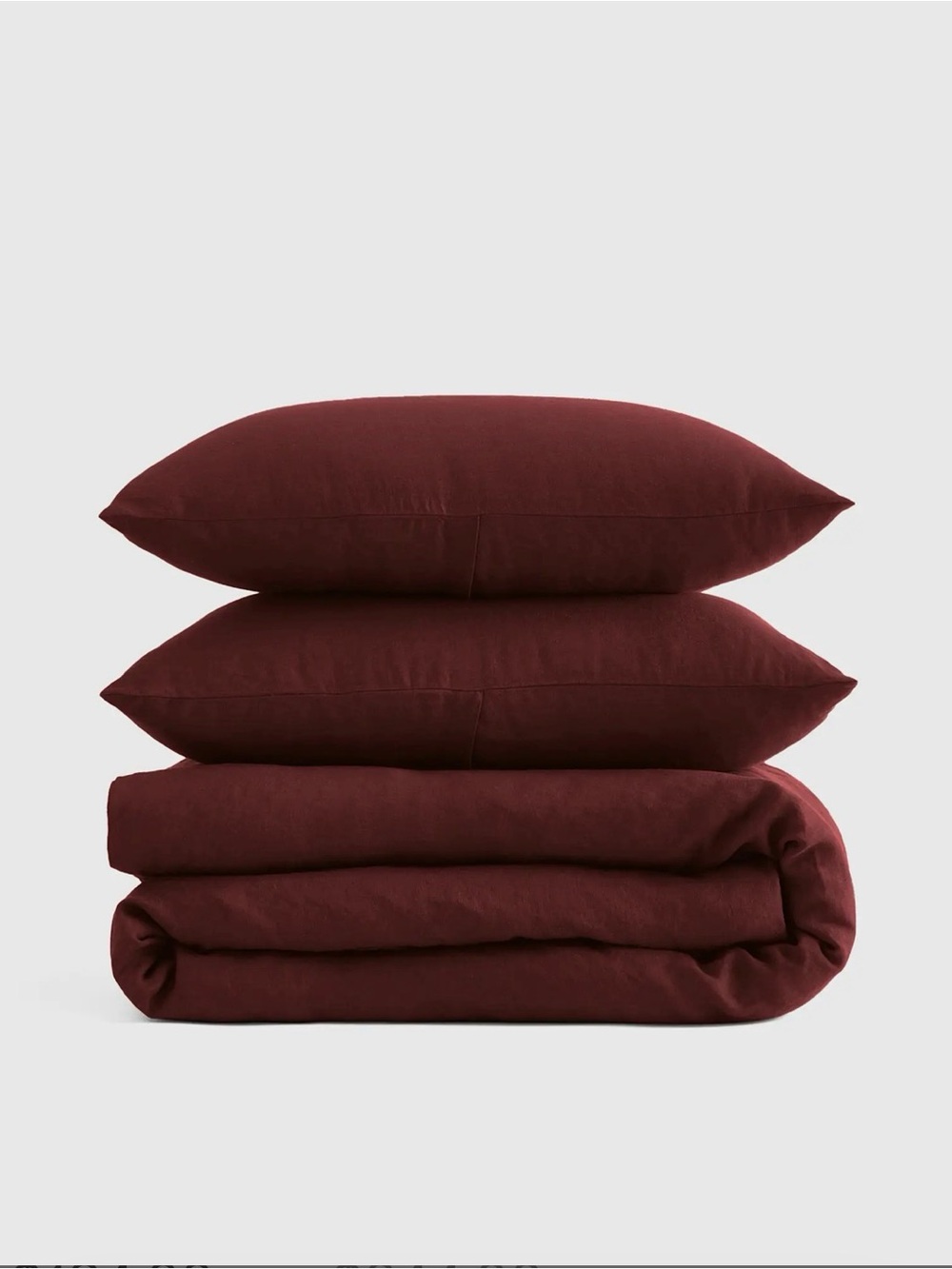 NWOT QUINCE European Linen Duvet Cover Set Full/Queen Burgundy